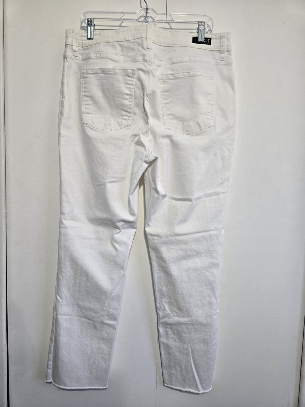 KUT from the Kloth Reese Fab Ab Ankle Straight Leg White Jeans Raw Hem Size 14 - Picture 5 of 11